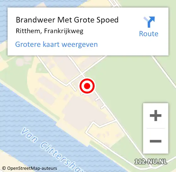 Locatie op kaart van de 112 melding: Brandweer Met Grote Spoed Naar Ritthem, Frankrijkweg op 28 februari 2022 18:24