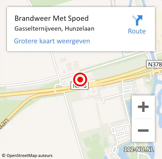 Locatie op kaart van de 112 melding: Brandweer Met Spoed Naar Gasselternijveen, Hunzelaan op 28 februari 2022 18:40