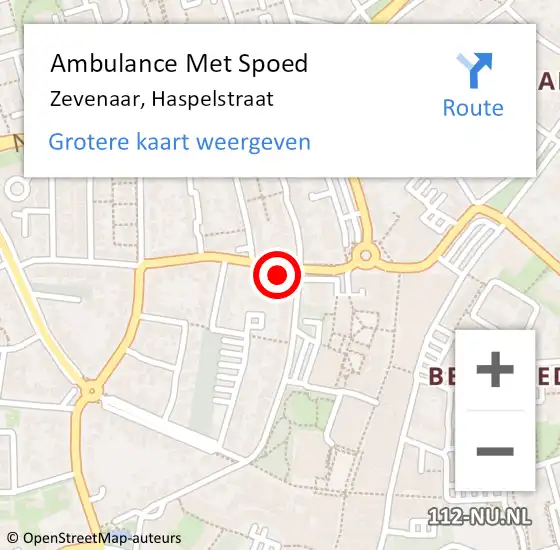 Locatie op kaart van de 112 melding: Ambulance Met Spoed Naar Zevenaar, Haspelstraat op 28 februari 2022 18:47