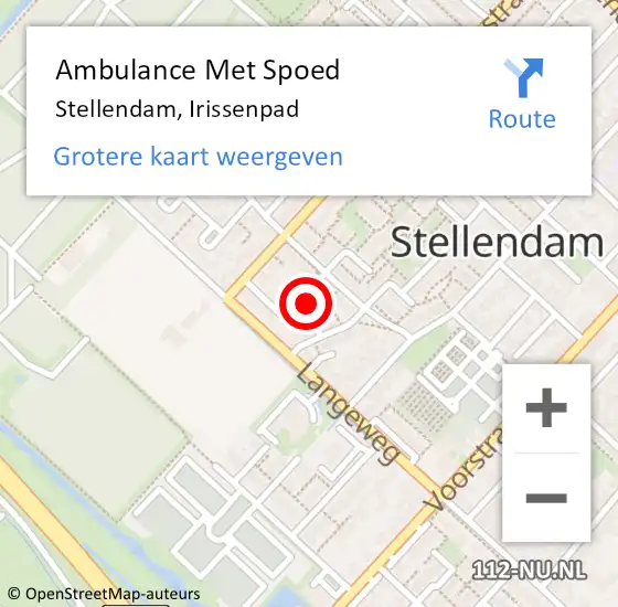 Locatie op kaart van de 112 melding: Ambulance Met Spoed Naar Stellendam, Irissenpad op 28 februari 2022 18:59