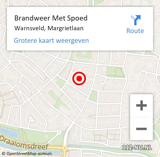 Locatie op kaart van de 112 melding: Brandweer Met Spoed Naar Warnsveld, Margrietlaan op 28 februari 2022 19:01