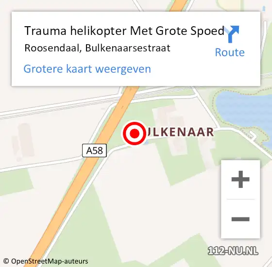 Locatie op kaart van de 112 melding: Trauma helikopter Met Grote Spoed Naar Roosendaal, Bulkenaarsestraat op 28 februari 2022 19:02