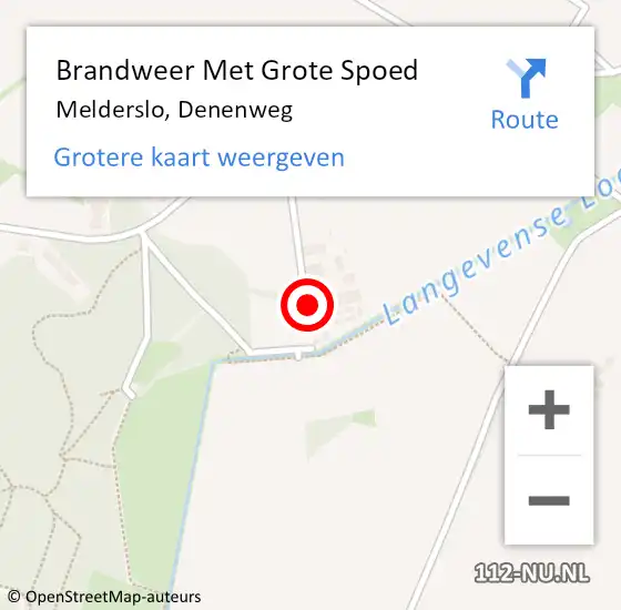 Locatie op kaart van de 112 melding: Brandweer Met Grote Spoed Naar Melderslo, Denenweg op 28 februari 2022 19:04