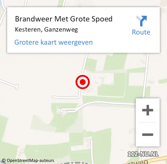 Locatie op kaart van de 112 melding: Brandweer Met Grote Spoed Naar Kesteren, Ganzenweg op 28 februari 2022 19:17