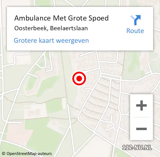 Locatie op kaart van de 112 melding: Ambulance Met Grote Spoed Naar Oosterbeek, Beelaertslaan op 28 februari 2022 19:24