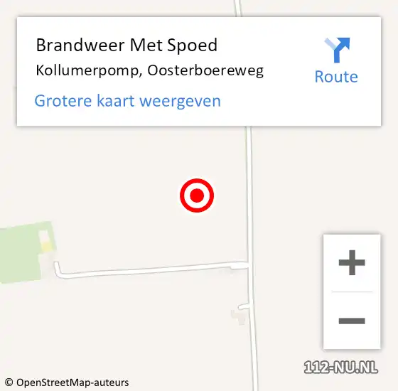 Locatie op kaart van de 112 melding: Brandweer Met Spoed Naar Kollumerpomp, Oosterboereweg op 28 februari 2022 19:33