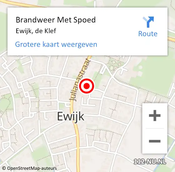 Locatie op kaart van de 112 melding: Brandweer Met Spoed Naar Ewijk, de Klef op 28 februari 2022 20:36