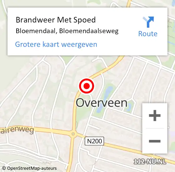 Locatie op kaart van de 112 melding: Brandweer Met Spoed Naar Bloemendaal, Bloemendaalseweg op 28 februari 2022 20:40