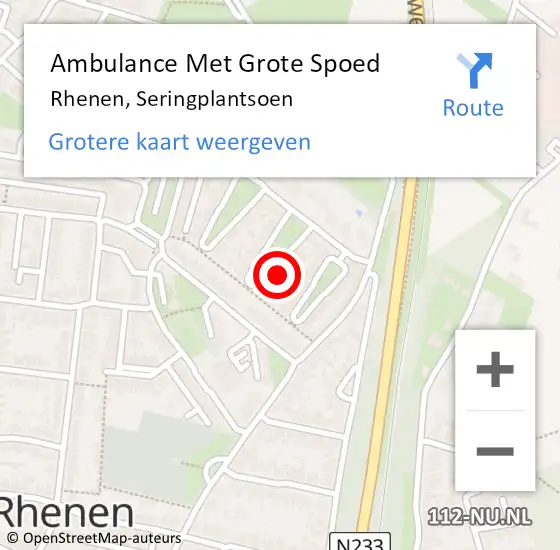 Locatie op kaart van de 112 melding: Ambulance Met Grote Spoed Naar Rhenen, Seringplantsoen op 28 februari 2022 20:40