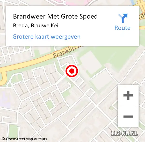 Locatie op kaart van de 112 melding: Brandweer Met Grote Spoed Naar Breda, Blauwe Kei op 28 februari 2022 20:48