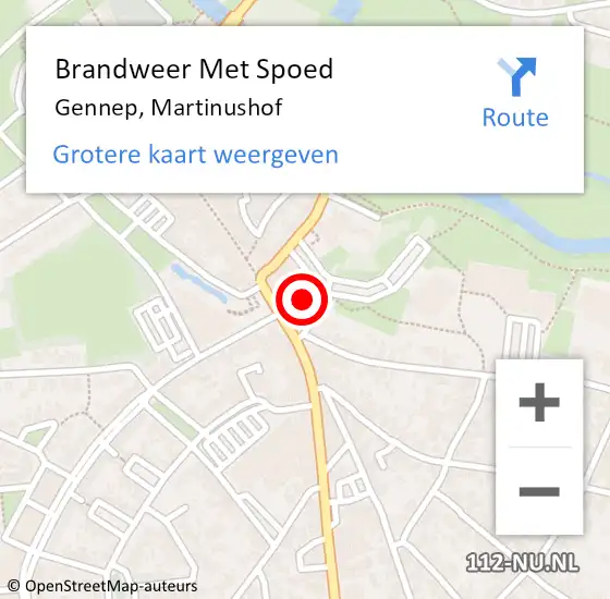 Locatie op kaart van de 112 melding: Brandweer Met Spoed Naar Gennep, Martinushof op 28 februari 2022 20:49