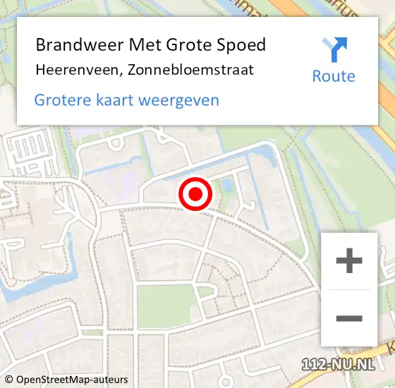 Locatie op kaart van de 112 melding: Brandweer Met Grote Spoed Naar Heerenveen, Zonnebloemstraat op 28 februari 2022 20:54