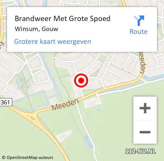 Locatie op kaart van de 112 melding: Brandweer Met Grote Spoed Naar Winsum, Gouw op 28 februari 2022 21:10