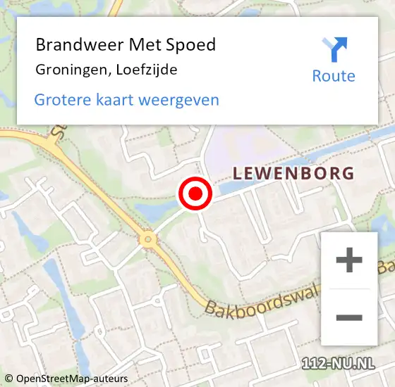 Locatie op kaart van de 112 melding: Brandweer Met Spoed Naar Groningen, Loefzijde op 28 februari 2022 21:26