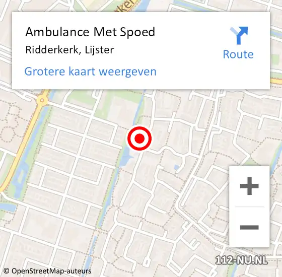 Locatie op kaart van de 112 melding: Ambulance Met Spoed Naar Ridderkerk, Lijster op 28 februari 2022 21:27