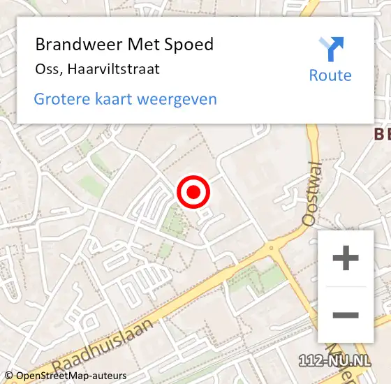 Locatie op kaart van de 112 melding: Brandweer Met Spoed Naar Oss, Haarviltstraat op 28 februari 2022 21:46