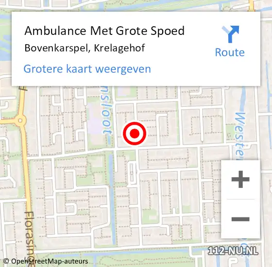 Locatie op kaart van de 112 melding: Ambulance Met Grote Spoed Naar Bovenkarspel, Krelagehof op 28 februari 2022 21:47