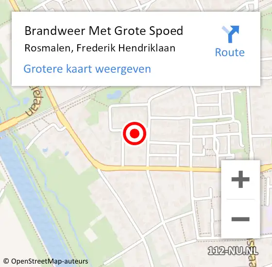 Locatie op kaart van de 112 melding: Brandweer Met Grote Spoed Naar Rosmalen, Frederik Hendriklaan op 28 februari 2022 21:56