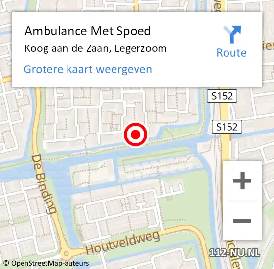 Locatie op kaart van de 112 melding: Ambulance Met Spoed Naar Koog aan de Zaan, Legerzoom op 28 februari 2022 22:20