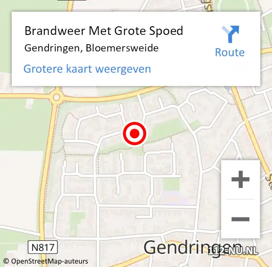 Locatie op kaart van de 112 melding: Brandweer Met Grote Spoed Naar Gendringen, Bloemersweide op 28 februari 2022 22:28