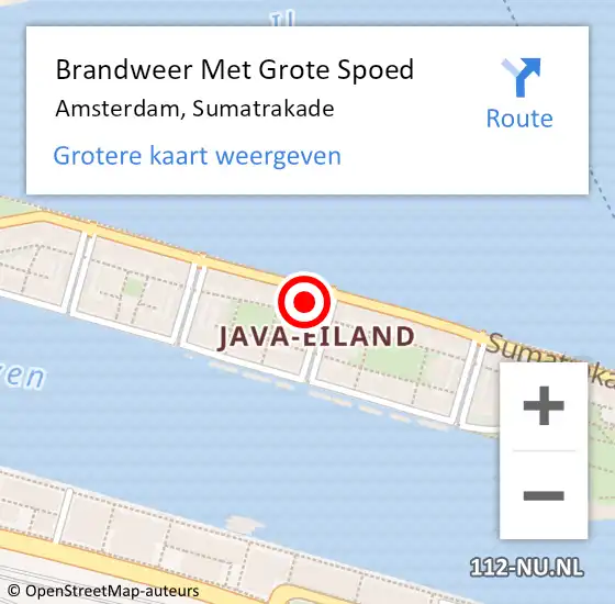 Locatie op kaart van de 112 melding: Brandweer Met Grote Spoed Naar Amsterdam, Sumatrakade op 28 februari 2022 23:35