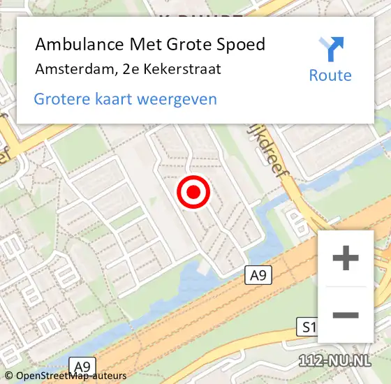 Locatie op kaart van de 112 melding: Ambulance Met Grote Spoed Naar Amsterdam-Zuidoost, 2e Kekerstraat op 28 februari 2022 23:47