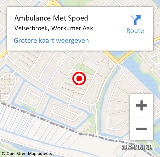 Locatie op kaart van de 112 melding: Ambulance Met Spoed Naar Velserbroek, Workumer Aak op 28 februari 2022 23:53