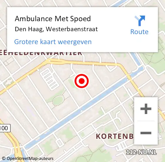 Locatie op kaart van de 112 melding: Ambulance Met Spoed Naar Den Haag, Westerbaenstraat op 1 maart 2022 00:23