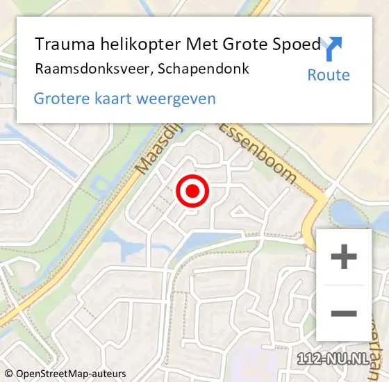Locatie op kaart van de 112 melding: Trauma helikopter Met Grote Spoed Naar Raamsdonksveer, Schapendonk op 1 maart 2022 00:27