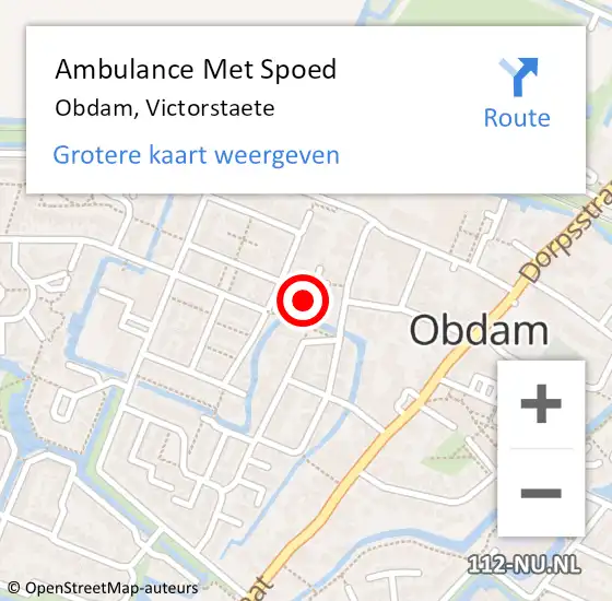 Locatie op kaart van de 112 melding: Ambulance Met Spoed Naar Obdam, Victorstaete op 1 maart 2022 00:40