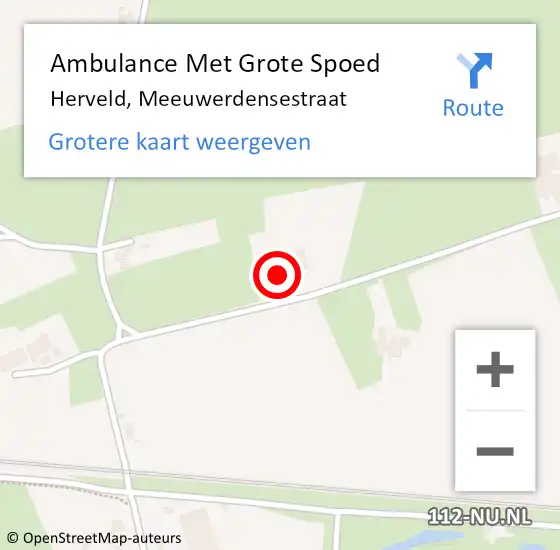 Locatie op kaart van de 112 melding: Ambulance Met Grote Spoed Naar Herveld, Meeuwerdensestraat op 1 maart 2022 00:52