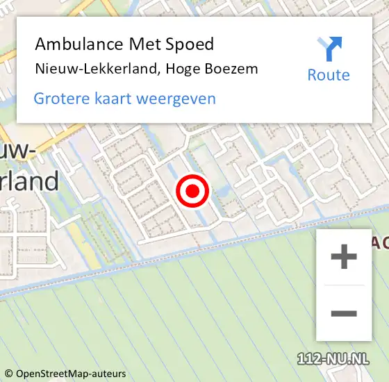 Locatie op kaart van de 112 melding: Ambulance Met Spoed Naar Nieuw-Lekkerland, Hoge Boezem op 1 maart 2022 00:55