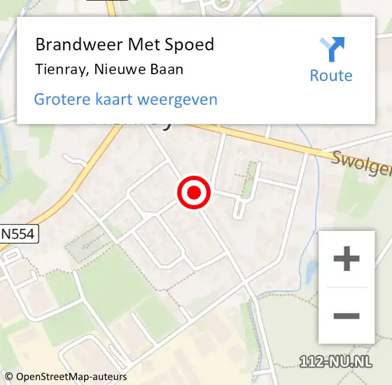 Locatie op kaart van de 112 melding: Brandweer Met Spoed Naar Tienray, Nieuwe Baan op 1 maart 2022 01:04