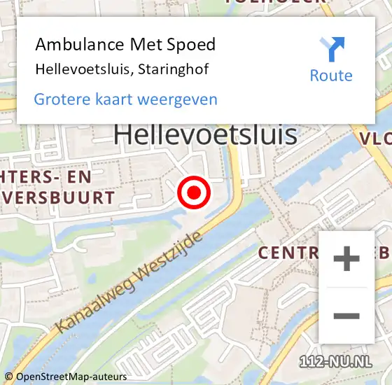 Locatie op kaart van de 112 melding: Ambulance Met Spoed Naar Hellevoetsluis, Staringhof op 1 maart 2022 01:56