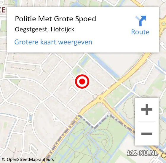 Locatie op kaart van de 112 melding: Politie Met Grote Spoed Naar Oegstgeest, Hofdijck op 1 maart 2022 02:27