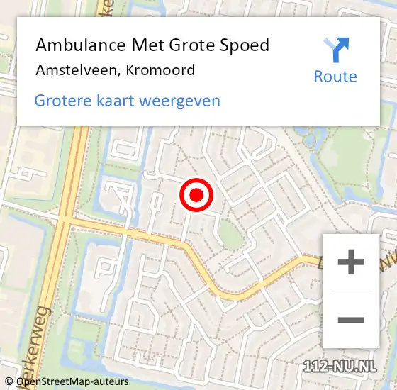 Locatie op kaart van de 112 melding: Ambulance Met Grote Spoed Naar Amstelveen, Kromoord op 1 maart 2022 02:52