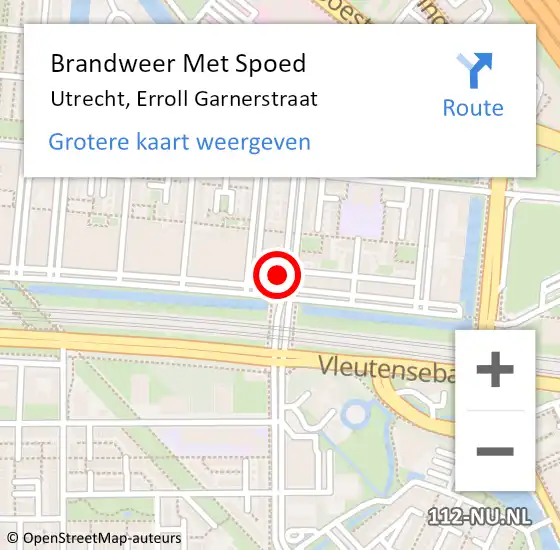 Locatie op kaart van de 112 melding: Brandweer Met Spoed Naar Utrecht, Erroll Garnerstraat op 1 maart 2022 03:07