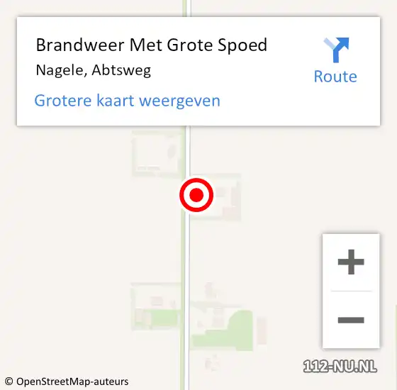 Locatie op kaart van de 112 melding: Brandweer Met Grote Spoed Naar Nagele, Abtsweg op 1 maart 2022 03:31