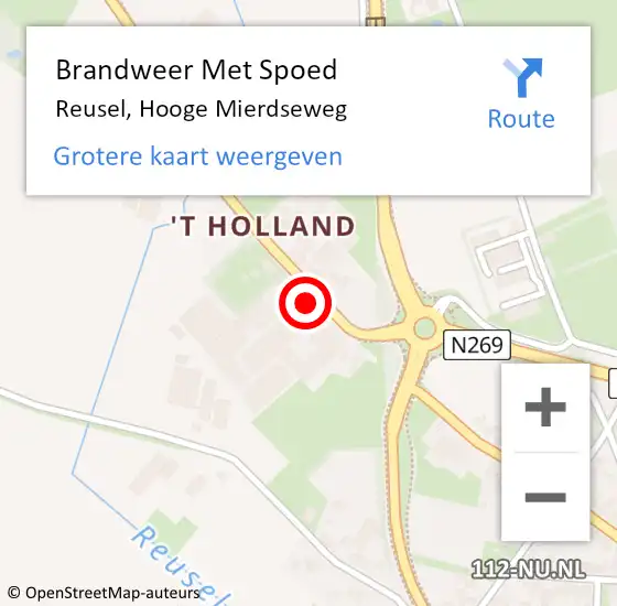 Locatie op kaart van de 112 melding: Brandweer Met Spoed Naar Reusel, Hooge Mierdseweg op 1 maart 2022 03:53