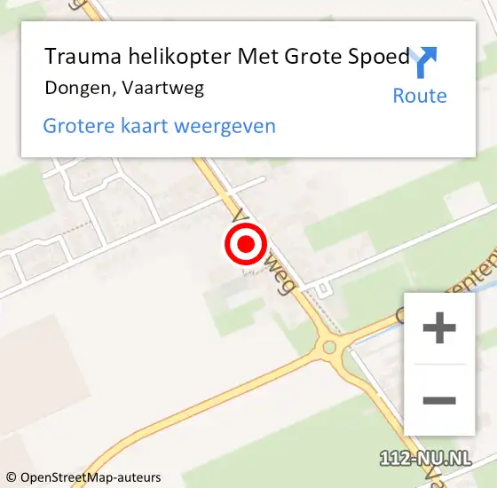 Locatie op kaart van de 112 melding: Trauma helikopter Met Grote Spoed Naar Dongen, Vaartweg op 1 maart 2022 04:07