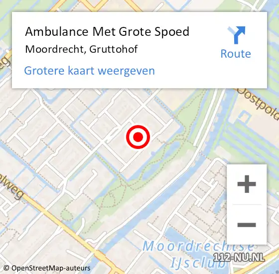 Locatie op kaart van de 112 melding: Ambulance Met Grote Spoed Naar Moordrecht, Gruttohof op 1 maart 2022 04:35