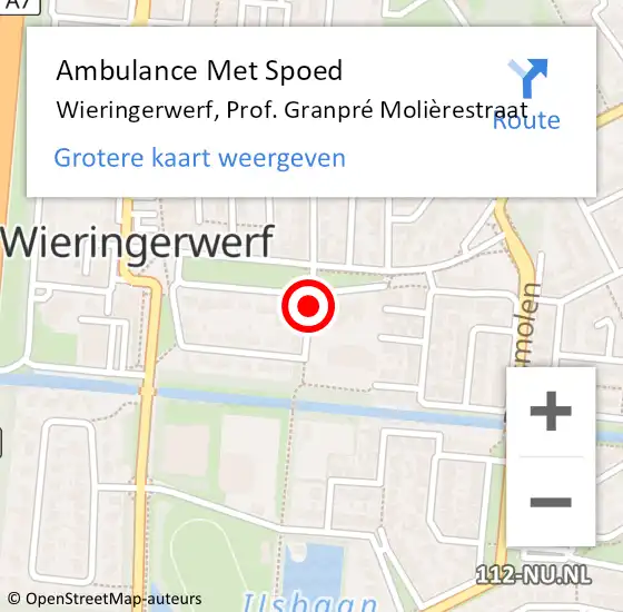 Locatie op kaart van de 112 melding: Ambulance Met Spoed Naar Wieringerwerf, Prof. Granpré Molièrestraat op 1 maart 2022 04:38