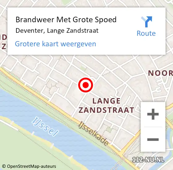 Locatie op kaart van de 112 melding: Brandweer Met Grote Spoed Naar Deventer, Lange Zandstraat op 1 maart 2022 05:41