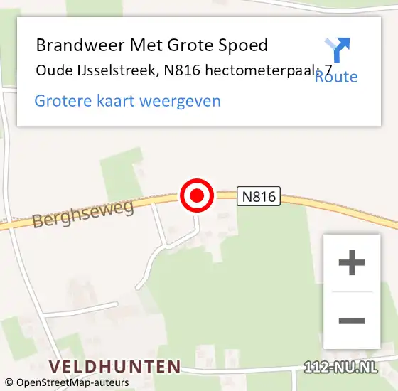 Locatie op kaart van de 112 melding: Brandweer Met Grote Spoed Naar Oude IJsselstreek, N816 hectometerpaal: 7 op 1 maart 2022 05:43