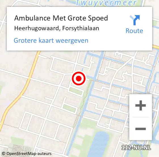 Locatie op kaart van de 112 melding: Ambulance Met Grote Spoed Naar Heerhugowaard, Forsythialaan op 1 maart 2022 06:29