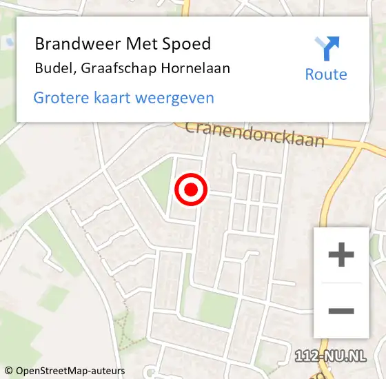 Locatie op kaart van de 112 melding: Brandweer Met Spoed Naar Budel, Graafschap Hornelaan op 1 maart 2022 06:32
