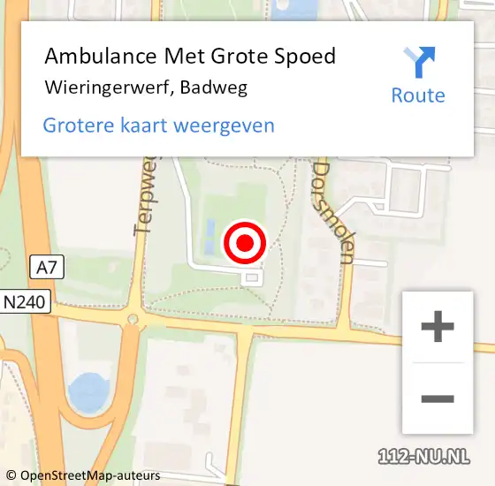 Locatie op kaart van de 112 melding: Ambulance Met Grote Spoed Naar Wieringerwerf, Badweg op 1 maart 2022 07:01