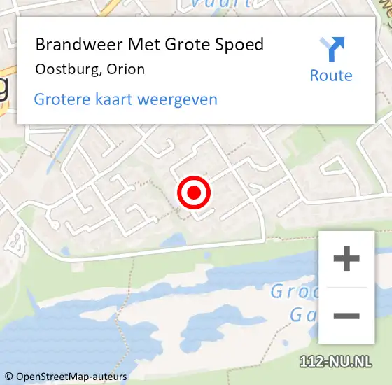 Locatie op kaart van de 112 melding: Brandweer Met Grote Spoed Naar Oostburg, Orion op 1 maart 2022 07:29