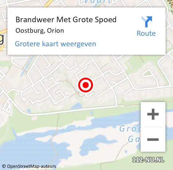 Locatie op kaart van de 112 melding: Brandweer Met Grote Spoed Naar Oostburg, Orion op 1 maart 2022 07:43