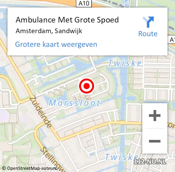 Locatie op kaart van de 112 melding: Ambulance Met Grote Spoed Naar Amsterdam, Sandwijk op 1 maart 2022 08:11